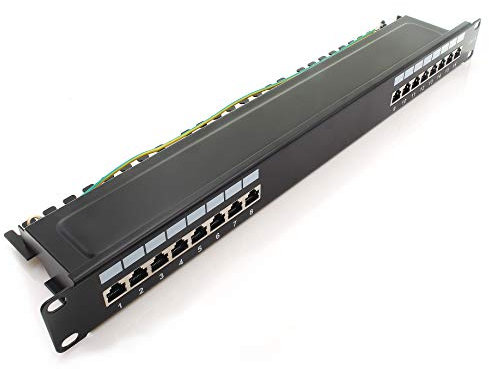 1aTTack.de 367456 Panneau de brassage CAT6 16 ports panneau de distribution noir LSA+ technologie de connexion distribution réseau - RJ45 - TIA 568 A/B - noir