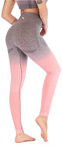 Leoyee Damen Sports Leggings Yogahose Nahtlose High Waist Training Hip-up Fitnesshose Workout Laufhose