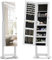 SogesHome Schmuckschrank,Spiegelschrank,Freistehender, abschließbar, Ganzkörperspiegel, verspiegelte Schmuckkabine, winkelverstellbar, für Ringe, Ohrringe, Armbänder, Broschen, weiß SH-QH-6150-W