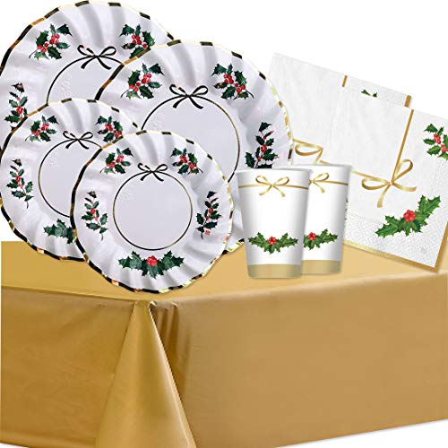 Coordinato Tavola Natalizia Christmas Chic kit n 44 addobbi pranzo cena Natale Vigilia elegante trendy oro bianco pungitopo xmas fiocco sottopiatto