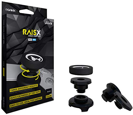 GAIMX RAISX CORE PS5 PS4 Stick Control Aim-Hilfe/Zielhilfe - Aim-optimierer - Playstation 4 & 5 Zubehör- Thumbstick-Verlängerung in DREI verschiedenen Höhen (Schwarz)