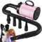XKISS hundefön Hundetrockner 4.5 PS / 3200 W Blower hundefön mit Einstellbarer Geschwindigkeit Hundepflege-Trockner-Gebläse (Rosa)