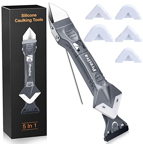 Strumenti per Calafataggio Silicone Kit, Preciva 5 in 1 Raschietto Spatola per Sigillante, Utensili di Finitura Sigillante, Rimozione di Sigillante per Finestra, Cucina, Bagno
