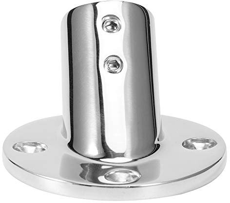 Akozon Rundrohrsockel, 45 Grad 316 Edelstahl Rundrohrsockel Spiegelpoliert Handlauf Geländer Fitting Marine Boot Hardwares(22mm)