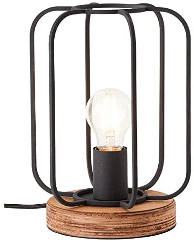 BRILLIANT Lampe, Tosh Tischleuchte antik holz/schwarz korund, 1x A60, E27, 40W, Holz aus nachhaltiger Waldwirtschaft (FSC)