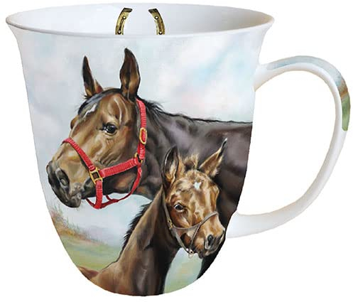 Ambiente Becher Mug Tasse Tee/Kaffee Becher ca. 0,4L Pferde Horse Love