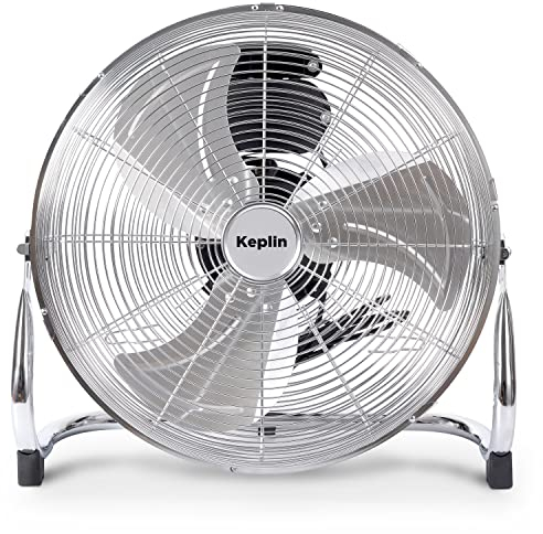 KEPLIN 40cm Bodenventilator 120 Watt mit hohem Luftdurchsatz, 3 Geschwindigkeiten, einstellbarer Ventilatorkopf, hohe Umwälzung, Standventilator für Haus, Fitnessstudio, Büro und Garage GS Geprüfte