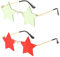 STOBOK 2 Paare Fünfzackige Sternbrillen Mode Sonnenbrillen Frameless Transparente Gläser Party Star Sonnenbrille Grün+ Rot
