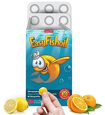 EasyFishoil Omega 3 Jelly Für Kinder mit D3 für 30 Tage Soft Jelly Fischöl Hochdosiert,Kinder & Erwachsene,reines Fischöl Omega-3 Kapseln für Kinder-natürlichem, mit Halal Zertifikat, Omega 3 KIDS