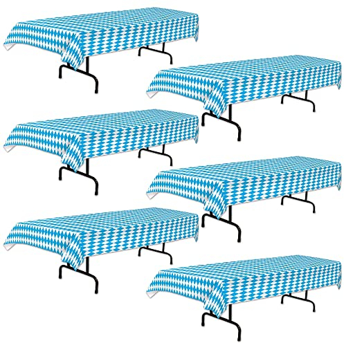 6 Stück Oktoberfest Tischdecke 128 x 275 cm Oktoberfest Bayerische Flagge Karierte Tischdecke Blaue Diamanten Bayerische Tischdecke für deutsche Oktoberfest-Partydekorationen