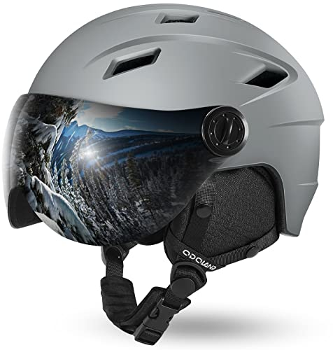 Odoland Erwachsene Skihelm Skihelm mit Visier, Leichter Race-Helm mit Helmvisier für Männer und Frauen, Snowboardhelm