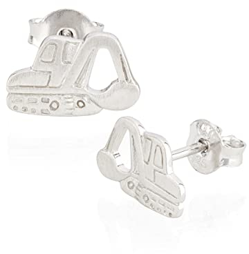 NKlaus Paar Ohrstecker Bagger 925 Silber anlaufgeschützt matt 7x10mm kleine Ohrringe 3779