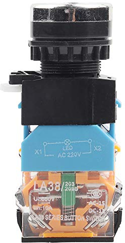 Interruttore a Pulsante Momentaneo 22mm, 220V Pulsante a Testa Piatta Verde Interruttore Momentaneo con Luce a LED, Interruttore a LED Indicatore Luminoso per Fai Te