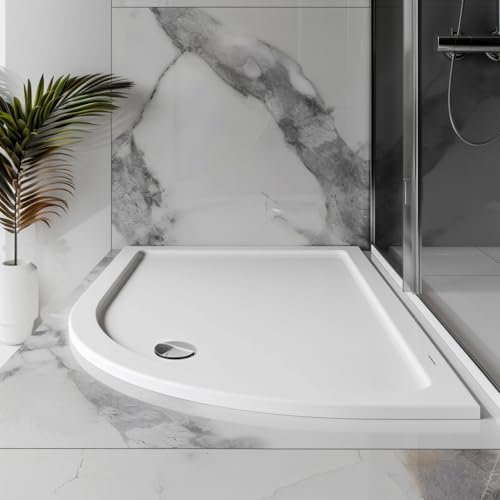 Eacon Right Hand Quadrant Shower Tray | Low Profile Shower Tray | Acrylic Stone Resin | White | 1400 x 800