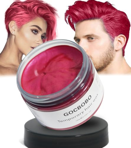GOCBOBO Cera de Color Temporal Para el Cabello Lavable Rojo - Tinte Para Hombres y Mujeres - DIY Peinado Para Fiesta Cosplay Halloween 4.23 Oz