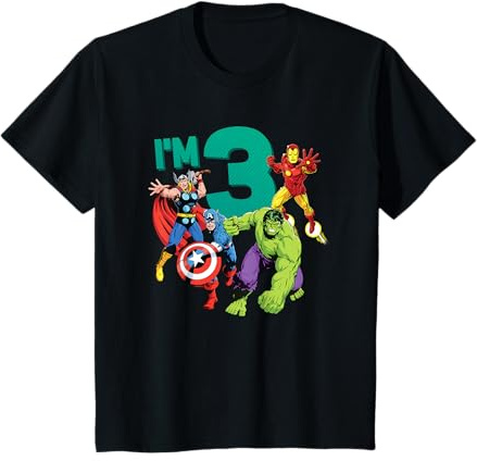 Kids Marvel Avengers Cute 3rd Birthday I'm 3 T-Shirt