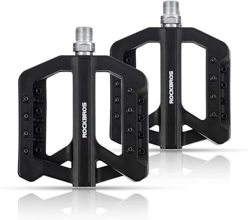 ROCKBROS Fahrradpedale 9/16 Zoll, Mountainbike Pedale aus Nylonfaser Rutschfeste Breite Plattform Abgedichtete Lager für Rennrad, MTB, Cityrad