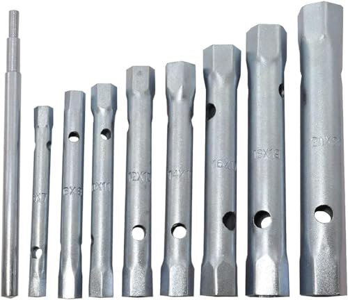 Unibos | Tubular Box Spanner Set | 8pc | 6X7mm to 20X22mm | Folding Carry Case | Deep Double Ended Metric Spanners | for Tightening & Loosening Hard to Reach Nuts & Bolts Such