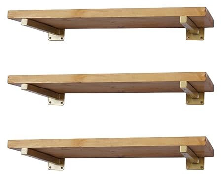 EZYDECOR 6 Pcs Heavy Duty Shelf Brackets 4 Inch Gold Brackets for Shelves Wall Mounted Industrial Metal Shelving Supports with Screws (103mm/4 Inch)