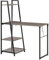HOMCOM Bureau Pliable Rabattable - Bureau bibliothèque 2 en 1-4 étagères - Bois Gris métal Noir