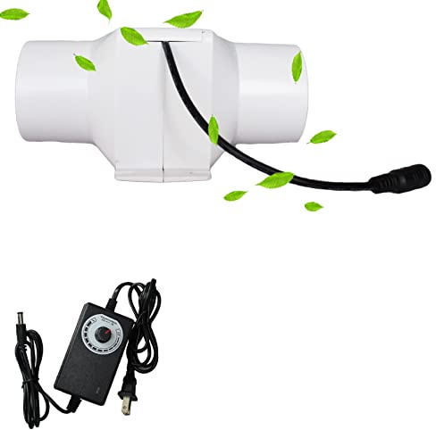 BiiKoon 14W 2.3Inches Duct Inline Fan 60mm 12V Bathroom Exhaust Ventilation Fan 57CFM For Indoor Garden Ventilation (Color : Adjustable Speed)
