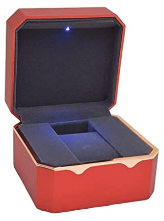 SHOUKAII Uhrengehäuse, Uhrenrolle, Uhrenbeweger, Uhrengehäuse mit Licht, einzelne Uhrenbox mit achteckiger Goldkante, lackiert, Aufbewahrungskoffer, Vitrine, Uhrenbox, Uhren-Organizer