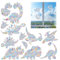 YANINEE 24 Stück 11 Stile Dinosaurier Suncatcher Sticker, Prisma Fensteraufkleber, Regenbogen Folie Fenster Verhindern Für Vogelschläge