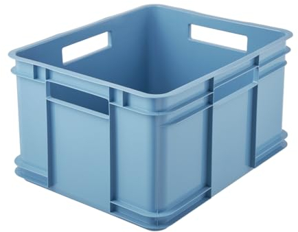 keeeper Transportbox mit Tragegriffen, Euro-Box XL, 28 l, 43 x 35 x 24 cm, Bruno Eco Line, Blau (Eco Sky Blue)