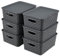Nihenok Set of 6 Plastic Storage Baskets with Handle and Lids, Stackable Storage Containers Bins Boxes for Shelf, Kitchen, Bathroom, Office, Grey