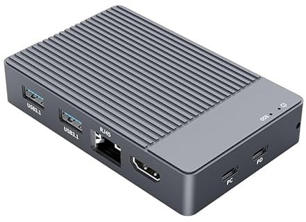 ISHEEP Alloggiamento SSD M.2 KH1005 con docking station hub 10 in 1, HDMI 4K, RJ45, USB 3.1 Gen2, 100W PD, Type-C 10Gbps, lettore di schede SD/TF, USB 2.0, audio da 3,5 mm, lega di alluminio per SSD