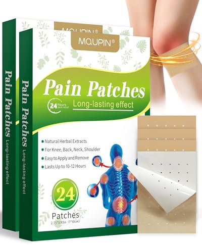 48Pcs Schmerzlinderungspflaster, MQUPIN Doppelseitiges perforiertes Schmerzpflaster, natürliches Kräuterwärmepflaster, 8-12 Stunden lang anhaltende Linderung für alle Teile des Körpers