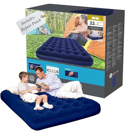 Topline Inflatable Mattress Air Bed - Portable Mattress Great for Camping, Guest Bed, Campervan (Queen Double)