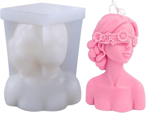 DAKLUNAR Stampo a Forma di Candela in Silicone 3D Con Occhi Chiusi da Donna - Fai da Te per la Produzione di Candele Profumate