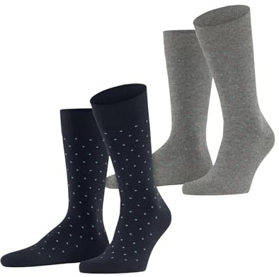 ESPRIT Herren Socken Fine Dot Multipack M So Baumwolle gemustert 2 Paar, Mehrfarbig Blue Grey 0210, 39-42