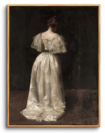 hyidecorart Vintage Leinwand Bilder mit Rahmen Holz, 40x60 cm Wandbilder Wohnzimmer Dame des siebzehnten Jahrhunderts Kunstdruck, Wanddeko Schlafzimmer Gemälde Badezimmer Büro Zimmer Esszimmer Flur
