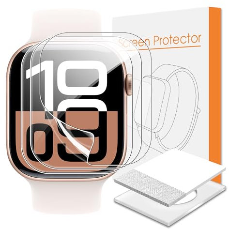 Fitudoos [3 pezzi Pellicola Protettiva Morbida compatibile con Apple Watch Series 10 46mm,[antigraffio], [applicazione facile], [Durezza 9H] [Non vetro temperato] [Anti-Graffio].