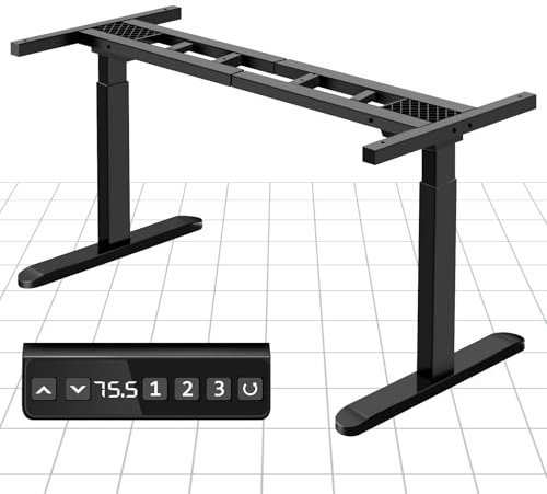 ONNWIN Bureau Assis Debout Électrique à 2 Moteurs, Cadre de Bureau Électrique Réglable en Hauteur, Rétractable et Fonctions Mémoires, Supportant Jusqu'à 200KG, Cadre Seul