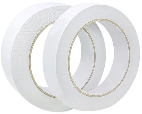 2 Pcs Sticky Fabric Tape, 15mmx24m Adhesive Cloth High Viscosity Press-on Tape, Hot Melt Double-Sided Tape, Strong Cotton Paper for Handmade Office, No Sewing Gluing or Ironing Alterations Tool