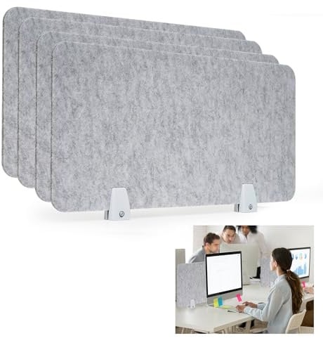 jxgzyy 4pcs Desk Divider Acoustic Desktop Privacy Panel 60 x 30cm Raw Clamp-On Acoustic Partition Reduce Noise and Visual Distraction Boards For Home Offices Libraries Classroom Light Gray