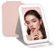 Kintion 16 x 10,8 cm Kosmetikspiegel mit Beleuchtung, Wiederaufladbarer Reisespiegel mit Licht, Dimmbar 3 Farblichter Touchscreen Reisespiegel Klappbar, für Geschenk Frauen, Zuhause Reise, Rosa