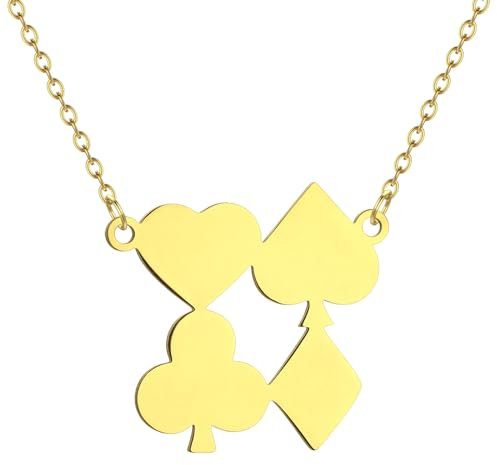 GZHENGZG Herren Haustier Halskette, Damen Schmuck Poker Karte Ass von Pik Anhänger Kette Halskette Für Frauen Männer Spielkarten Schmuck Geschenk