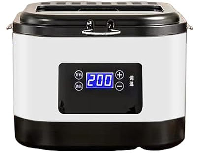 Friggitrice ad Olio Chiusa 5 Litri con Cestello per Friggere, Friggitrice Elettrica ad Olio 1000W, Controllo Della Temperatura 60-200°C, per Uso Domestico(White)