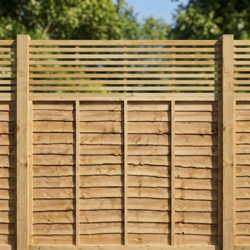 Fence Panel Topper 6ft x 1.5ft Vogue Slatted Garden Trellis Wooden 4pk