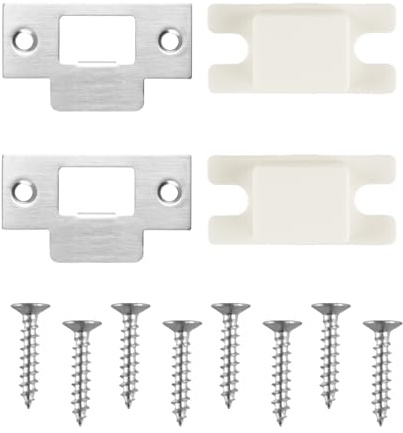 Bojueshaw 2PCS Stainless Steel Latch Lock Plate for Wooden Doors – Replacement and Repair Plate for Bedroom and Room Locks(Steel)