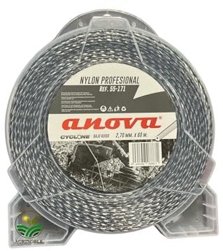 AGRINOBLE Filo decespugliatore in nylon intrecciato bicomponente professionale 2,7 mm x 60 m. A. Cyclone