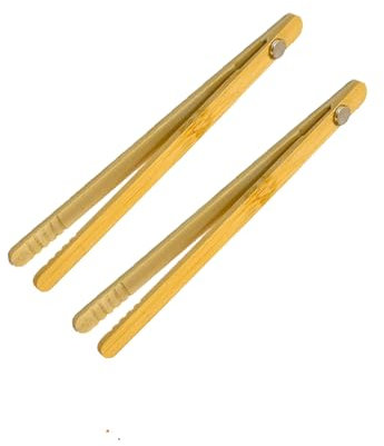 2 Pcs Magnetic Bamboo Toast Tongs - Ergonomic, Wooden Tongs Durable and Stylish Kitchen Tool for Hot Bread, Fruits, Cheese, and More