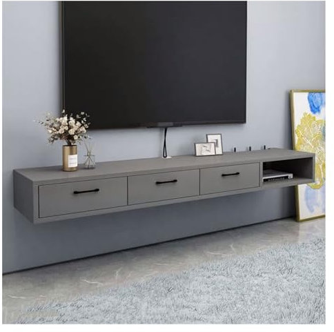 Mueble TV Colgante Mueble de TV flotante de madera multifuncional montado en la pared con gabinete de almacenamiento y cajón Mueble de TV for dormitorio Sala de estar Mueble de televisión moderno Mueb