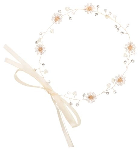 LIFKOME Blumenkranz Haarschmuck mit Perlen für Braut und Damen Handgemachte Daisy für Hochzeiten Fotoshootings Partys und Feiern Eleganter Haarkranz