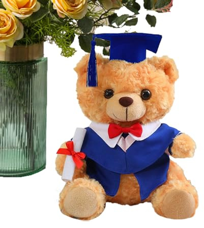 CGACCSD Graduation Bear 2025 - Abschlussplüsch, 25 cm, Puppe mit Mütze und Toga, Erinnerungsstück für Kinder, Mädchen und Schüler der Promotion 2025