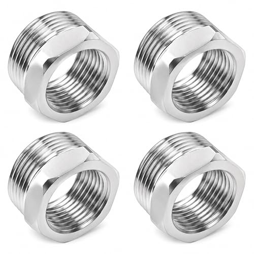 YOGAZEN 4 Stück Reduzierstück 1 auf 3/4 Zoll, Adapter 1 zoll auf 3/4 zoll, Edelstahl Reduzierstück Gewindefitting, Außengewinde-Innengewindeverbindungen, Geeignet für Industrie, Rohre, Wasser Usw